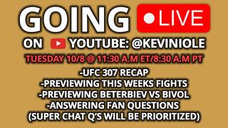 Live Q&A on my YouTube channel Tuesday at 11:30 a.m. ET/8:30 a.m. PT taken Las Vegas (UFC). Photo by Nestor Reyes/Creative Nestor Solutions
